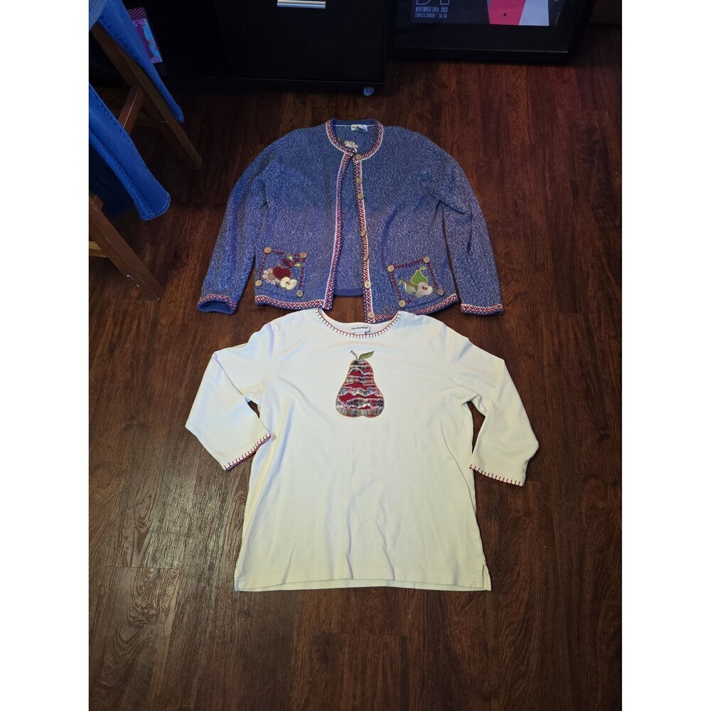 Breckenridge Cardigan Shirt Combo Flowers Nature‎ size Medium